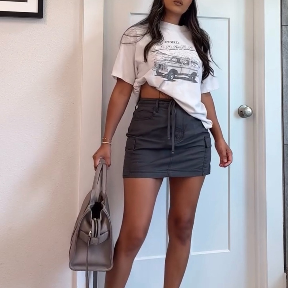 Gray Cargo Mini Skirt